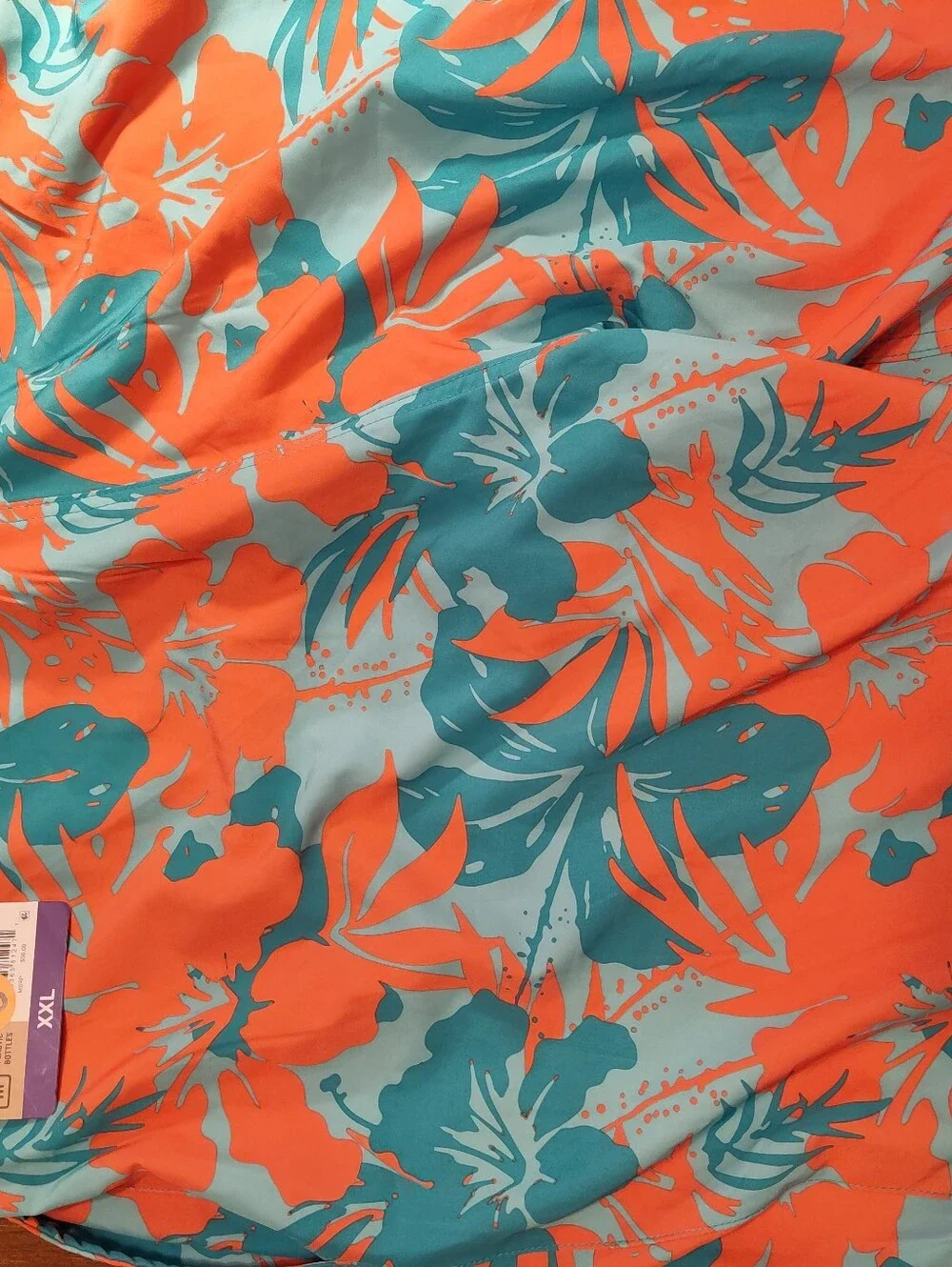 Tropical Floral Swim Trunks in Coral & Teal